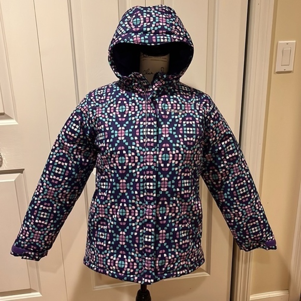 Columbia Youth Horizon Ride hooded Ski jacket in hyper purple print XL - Picture 10 of 15